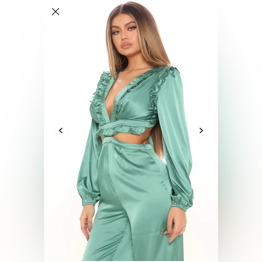 Fashion Nova Ruffle Satin Jumpsuit - Picture 5 of 6